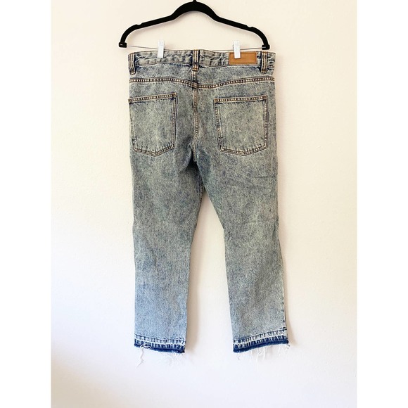 Ami Alexandra 448 Acid Wash Raw Hem Rigid Denim Jeans - Picture 2 of 6